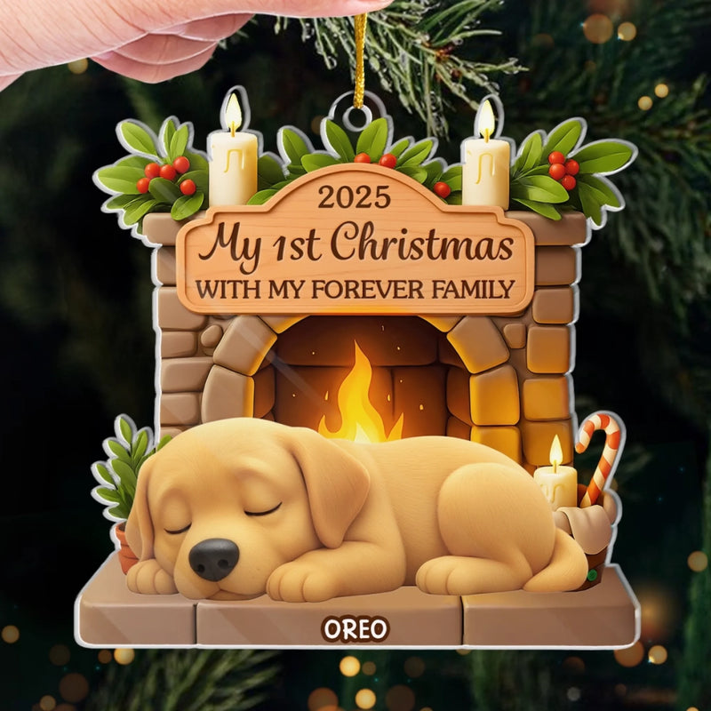 Custom First Christmas Acrylic Ornament - Personalized Christmas Birthday Gifts For Dog Lovers, Dog Dad And Mom - Home Is Where Dog Is