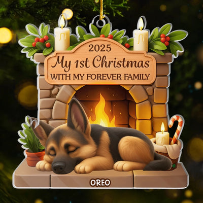 Custom First Christmas Acrylic Ornament - Personalized Christmas Birthday Gifts For Dog Lovers, Dog Dad And Mom - Forever Love For Dogs