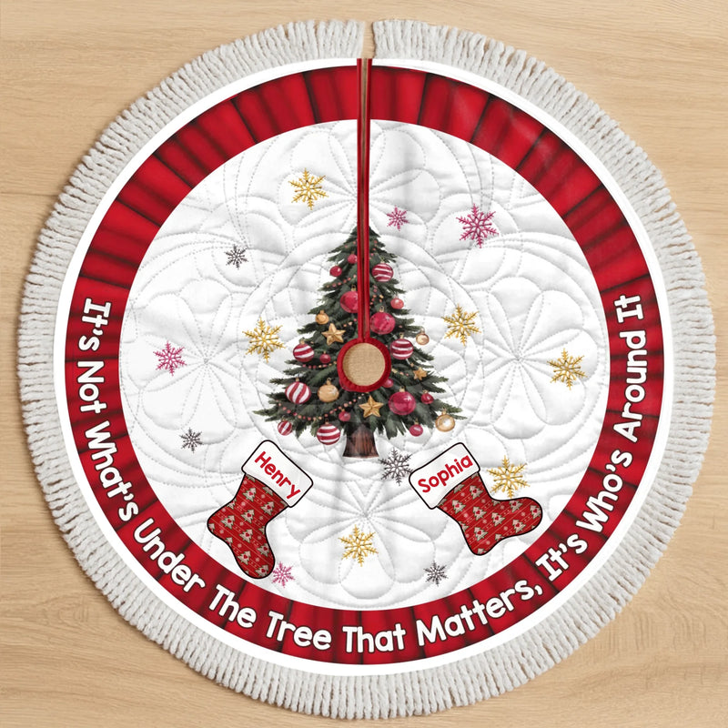 Custom Tree Skirt - Personalized Christmas Birthday Gifts For Mom, Dad, Brother, Sister, Kids - Hearts Together Make Noel Warm