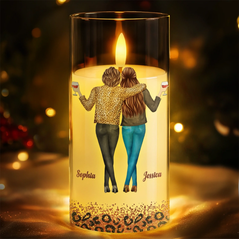 Custom LED Candle Light - Personalized Christmas Best Friend Birthday Gifts For Women, Besties, Sisters, BFF - Bestie Laughter Lights Up My Day