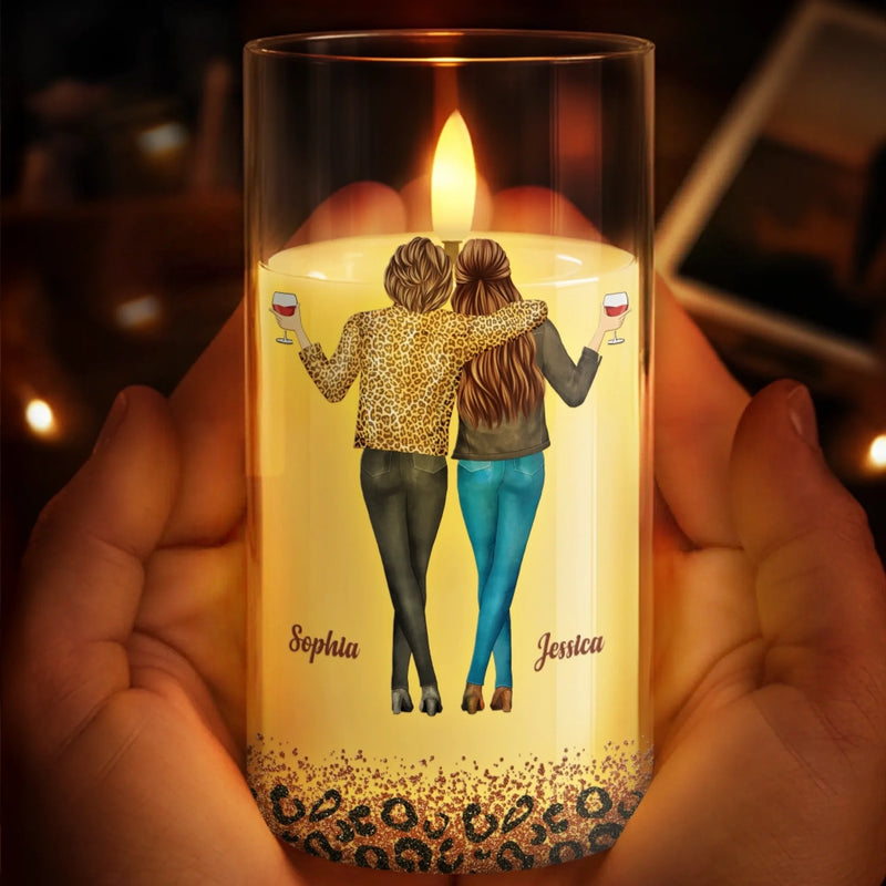 Custom LED Candle Light - Personalized Christmas Best Friend Birthday Gifts For Women, Besties, Sisters, BFF - Bestie Laughter Lights Up My Day