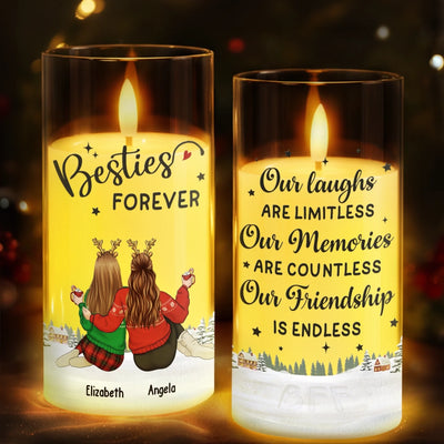 Custom LED Candle Light - Personalized Christmas Best Friend Birthday Gifts For Women, Besties, Sisters, BFF - Side By Side Through Every Season