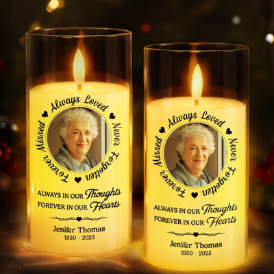 Custom Photo LED Candle Light - Personalized Christmas Memorial Sympathy Gifts For Loss Of Mom, Dad - Love Echoes Through Time And Memory