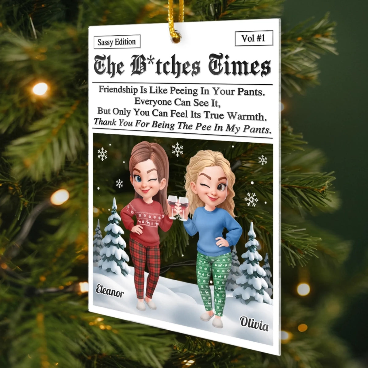 Unique Flowers One Garden Sisters Custom Circle Glass Ornament - Personalized Christmas Best Friend Birthday Gifts For Besties, Sisters, BFF - Israel