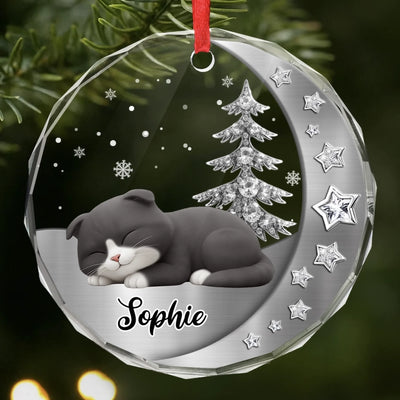 Circle Glass Ornament - Christmas Birthday Gifts For Cat Lovers, Cat Mom And Dad - Magic Lives In Purrs
