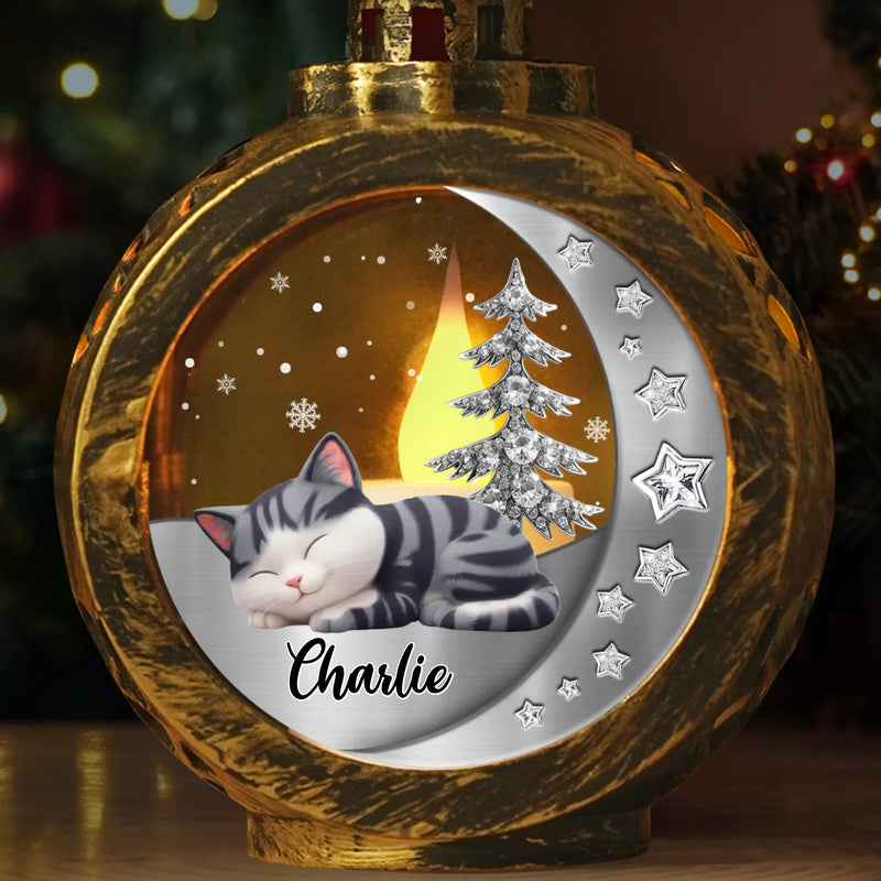 Custom Candlelight Lantern Ornament - Personalized Pet Christmas Memorial Sympathy Gifts For Cats - Purrs Light Our Nights