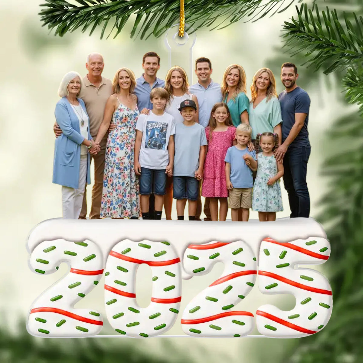 Custom Photo Acrylic Ornament - Personalized Christmas Gifts For Mom, Dad, Brother, Sister, Kids, Grandpa, Grandma - Our Big Family