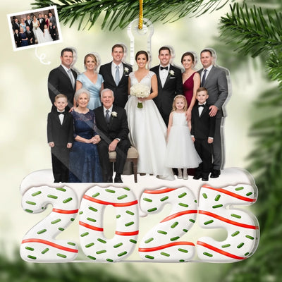 Custom Photo Acrylic Ornament - Personalized Anniversary Christmas Wedding Gifts For Husband And Wife, Him And Her, Family - Our Family Wedding