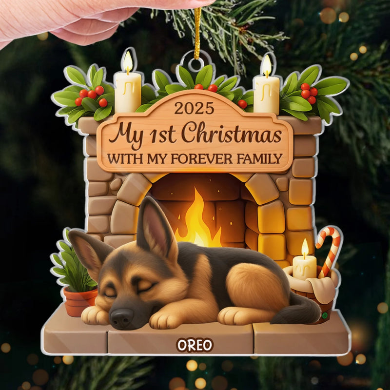 Custom First Christmas Acrylic Ornament - Personalized Christmas Birthday Gifts For Dog Lovers, Dog Dad And Mom - Forever Love For Dogs