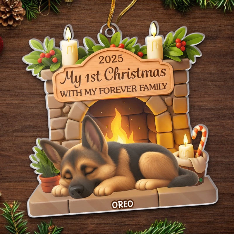 Custom First Christmas Acrylic Ornament - Personalized Christmas Birthday Gifts For Dog Lovers, Dog Dad And Mom - Forever Love For Dogs