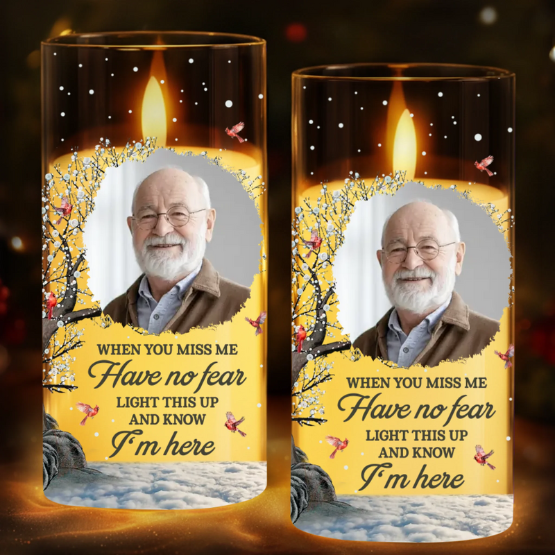 Custom Photo LED Candle Light - Personalized Christmas Memorial Sympathy Gifts For Loss Of Mom, Dad - Always In Our Hearts