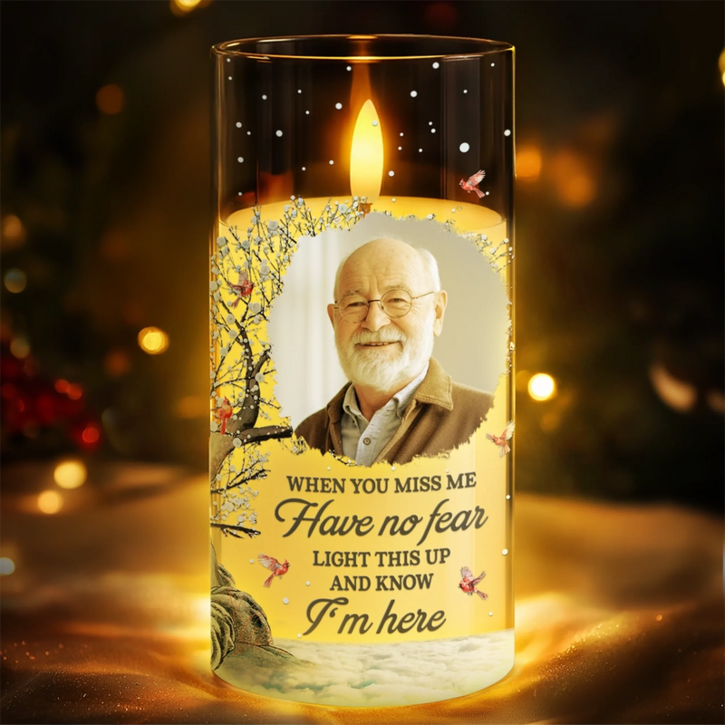 Custom Photo LED Candle Light - Personalized Christmas Memorial Sympathy Gifts For Loss Of Mom, Dad - Always In Our Hearts