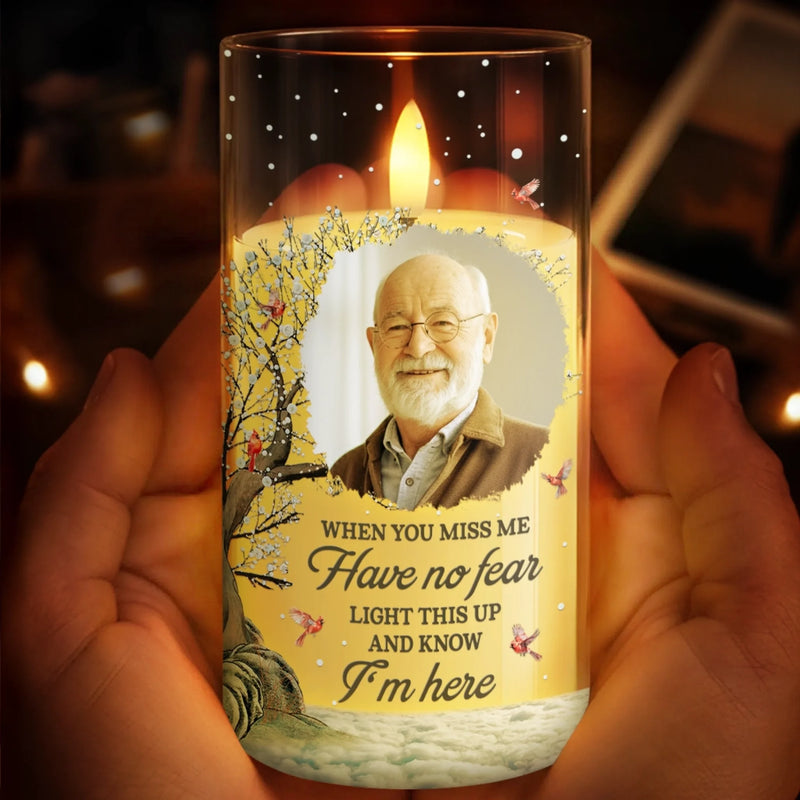 Custom Photo LED Candle Light - Personalized Christmas Memorial Sympathy Gifts For Loss Of Mom, Dad - Always In Our Hearts
