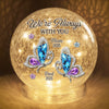 Custom Cardinal Crackle Glass LED Ball - Personalized Christmas Memorial Sympathy Gifts For Loss Of Mom, Dad - Forever Loved, Never Gone