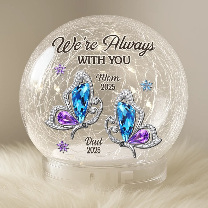 Custom Cardinal Crackle Glass LED Ball - Personalized Christmas Memorial Sympathy Gifts For Loss Of Mom, Dad - Forever Loved, Never Gone
