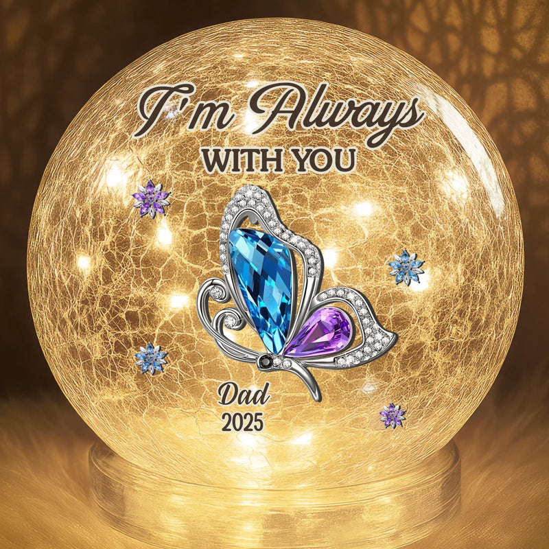 Custom Cardinal Crackle Glass LED Ball - Personalized Christmas Memorial Sympathy Gifts For Loss Of Mom, Dad - Forever Loved, Never Gone