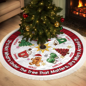 Custom Tree Skirt - Personalized Christmas Birthday Gifts For Mom, Dad, Brother, Sister, Kids - Family Together Hearts Aglow