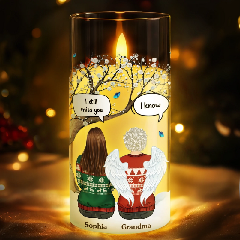 Custom LED Candle Light - Personalized Christmas Memorial Sympathy Gifts For Loss Of Mom, Dad - Your Light Still Guides Us