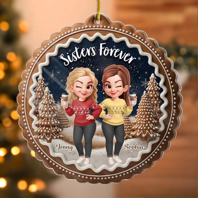 Custom Besties Forever Acrylic Ornament - Personalized Best Friend Christmas Birthday Gifts For Women, Besties, Sisters, BFF - Different Roots Same Soul