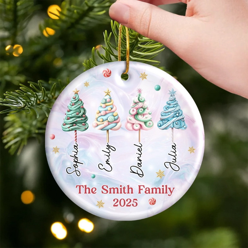 Custom Ceramic Ornament - Personalized Christmas Birthday Gifts For Mom, Dad, Brother, Sister, Kids - Our Family Our Strength