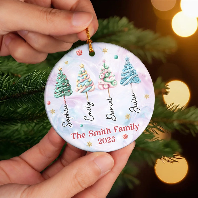 Custom Ceramic Ornament - Personalized Christmas Birthday Gifts For Mom, Dad, Brother, Sister, Kids - Our Family Our Strength