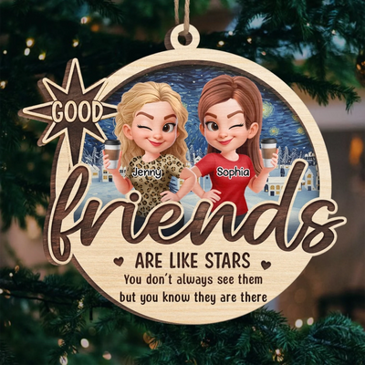 Custom Starry Night Wood Ornament - Personalized Best Friend Birthday Gifts For Women, Besties, Sisters, BFF - Love Carved In Time
