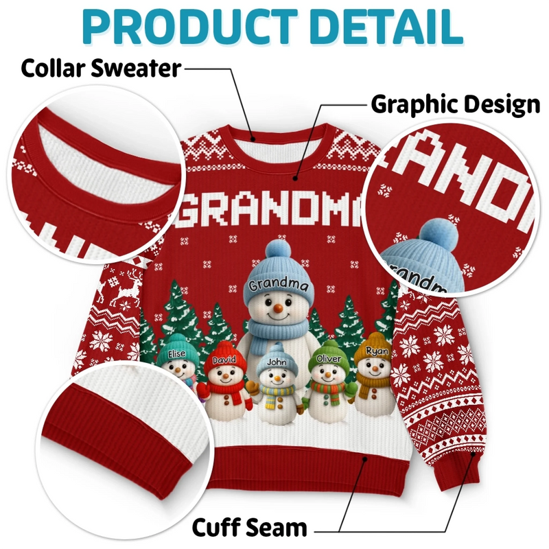 Custom Snowman Unisex Ugly Sweatshirt - Personalized Christmas Birthday Gifts For Mom, Grandma - Christmas Wonder Glows In Every Smile