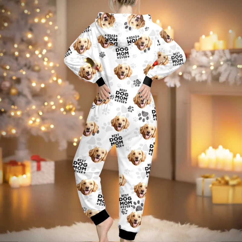 Custom Photo Adult Onesie - Personalized Christmas Birthday Gifts For Dog Cat Lovers, Dog Dad And Mom, Cat Owners - One Paw At A Time