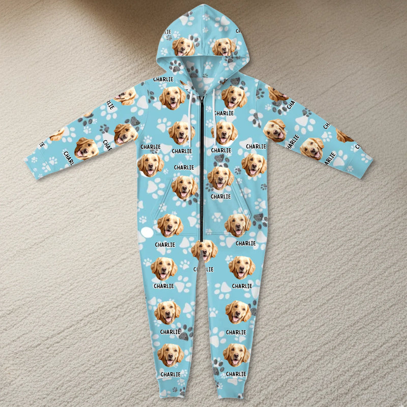 Custom Photo Adult Onesie - Personalized Christmas Birthday Gifts For Dog Cat Lovers, Dog Dad And Mom, Cat Owners - My Dog, My Happy Place