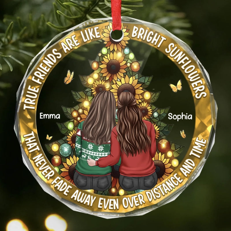 Custom Circle Glass Ornament - Personalized Best Friend Christmas Birthday Gifts For Women, Besties, Sisters, BFF - Sparkles Of Our Story
