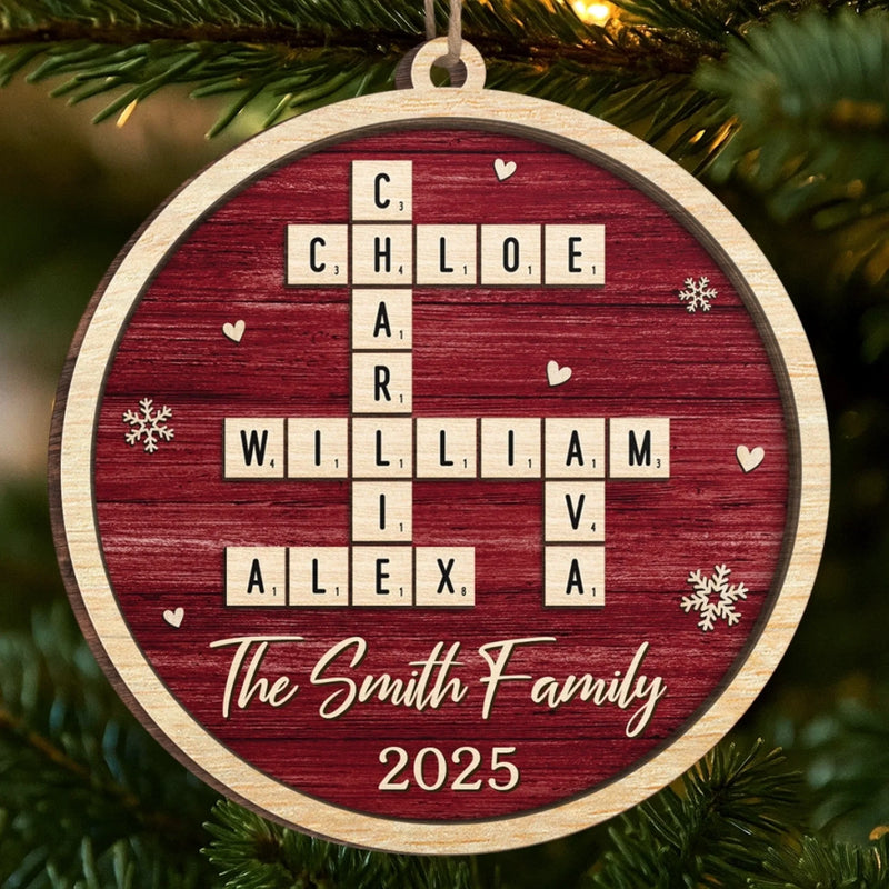Custom Scrabble Wood Ornament - Personalized Christmas Birthday Gifts For Mom, Dad, Brother, Sister, Kids - Love Spelled The Family Way