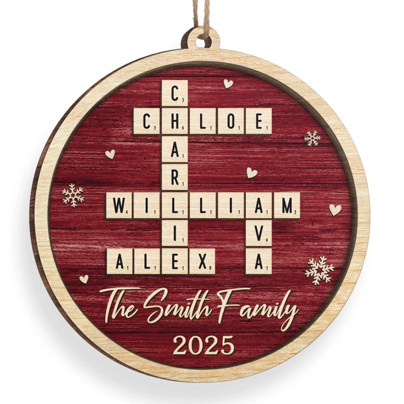 Custom Scrabble Wood Ornament - Personalized Christmas Birthday Gifts For Mom, Dad, Brother, Sister, Kids - Love Spelled The Family Way