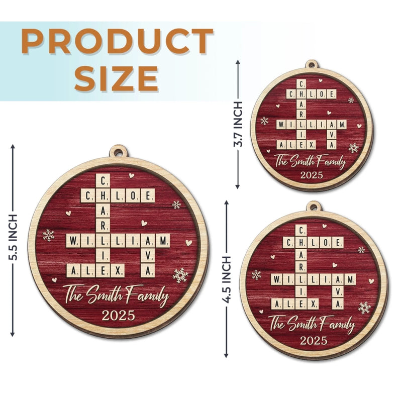 Custom Scrabble Wood Ornament - Personalized Christmas Birthday Gifts For Mom, Dad, Brother, Sister, Kids - Love Spelled The Family Way
