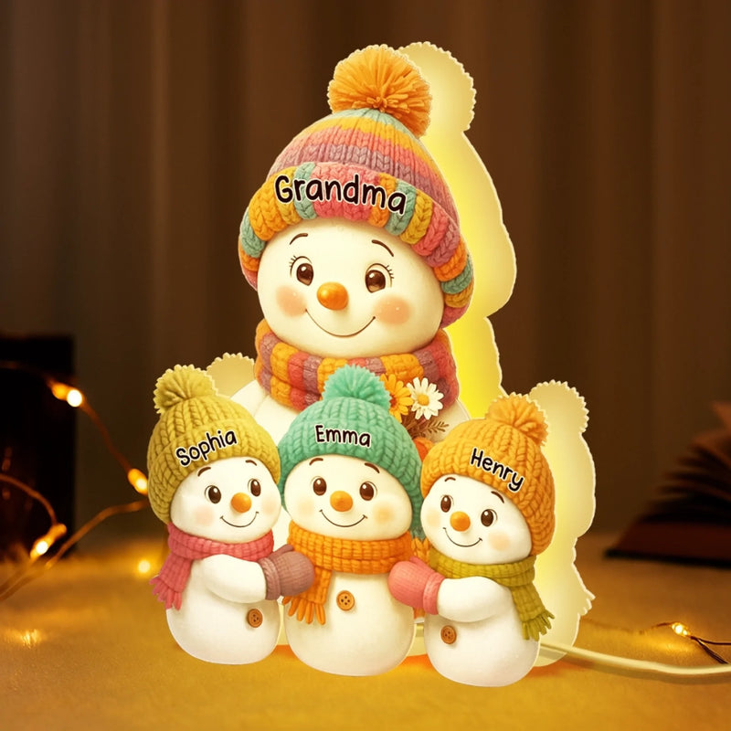 Custom Snowman Shaped Light Box - Personalized Christmas Birthday Gifts For Mom, Grandma - Baked With Love And Laughter