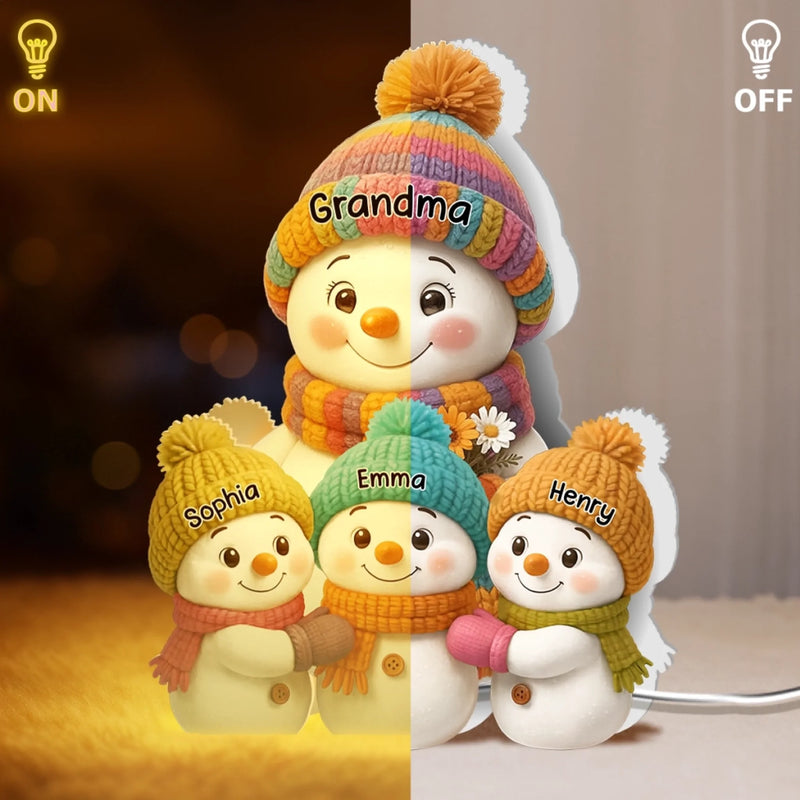 Custom Snowman Shaped Light Box - Personalized Christmas Birthday Gifts For Mom, Grandma - Baked With Love And Laughter
