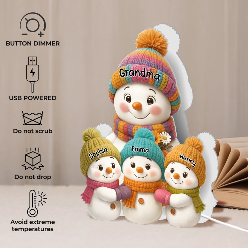 Custom Snowman Shaped Light Box - Personalized Christmas Birthday Gifts For Mom, Grandma - Baked With Love And Laughter