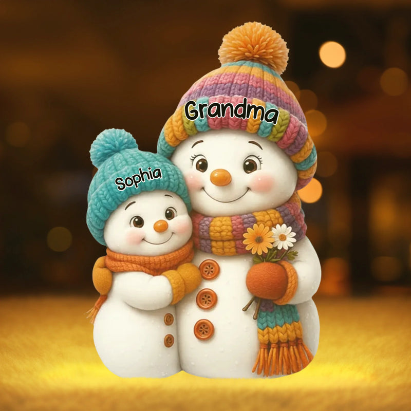 Custom Snowman Shaped Light Box - Personalized Christmas Birthday Gifts For Mom, Grandma - Baked With Love And Laughter