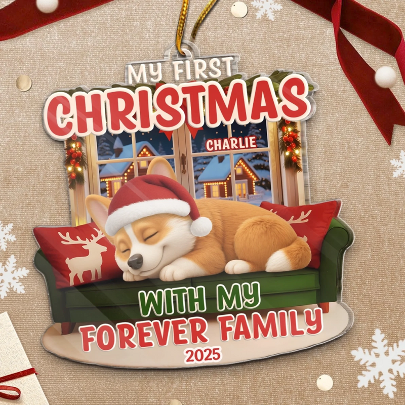 Custom First Christmas Acrylic Ornament - Personalized Christmas Birthday Gifts For Dog Cat Lovers, Dog Dad And Mom, Cat Owners - Meowy Catmas, Hooman