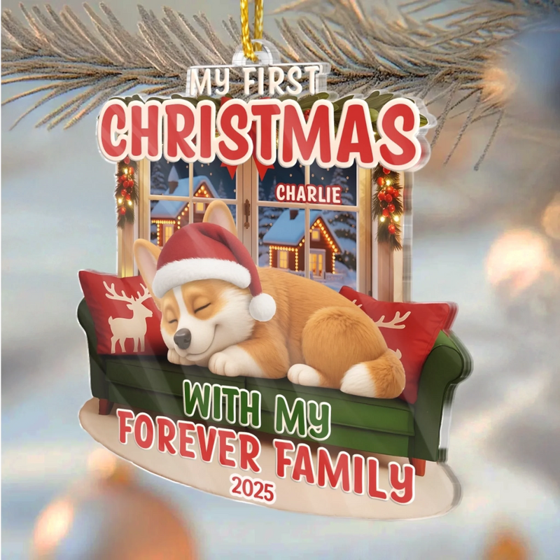 Custom First Christmas Acrylic Ornament - Personalized Christmas Birthday Gifts For Dog Cat Lovers, Dog Dad And Mom, Cat Owners - Meowy Catmas, Hooman