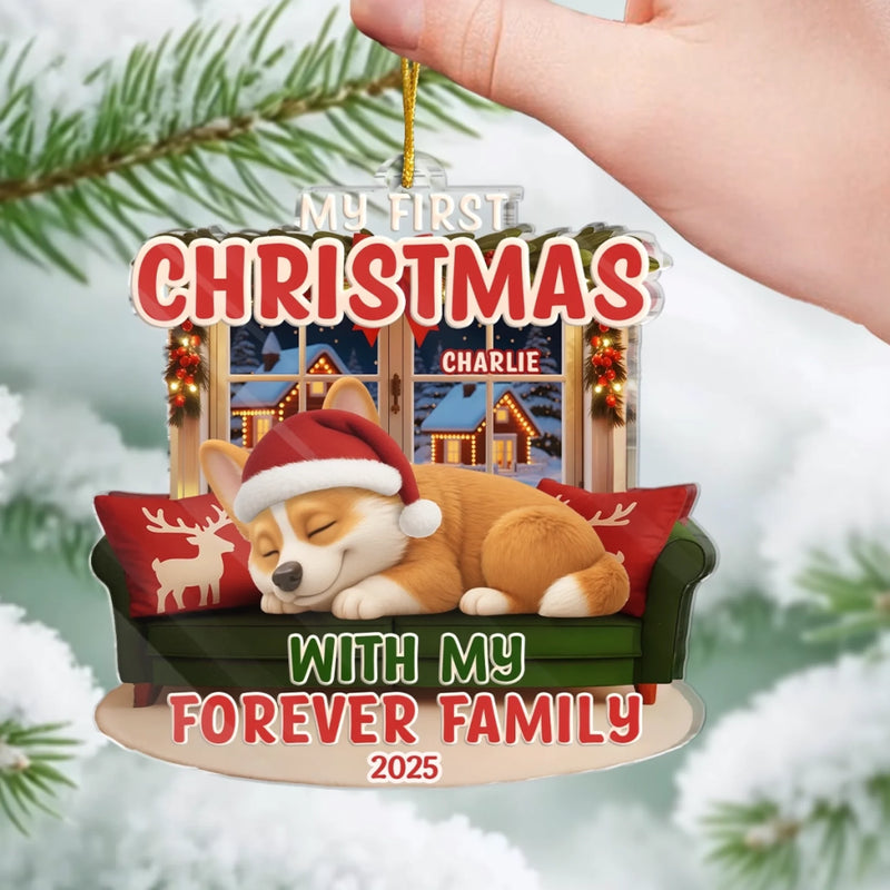 Custom First Christmas Acrylic Ornament - Personalized Christmas Birthday Gifts For Dog Cat Lovers, Dog Dad And Mom, Cat Owners - Meowy Catmas, Hooman