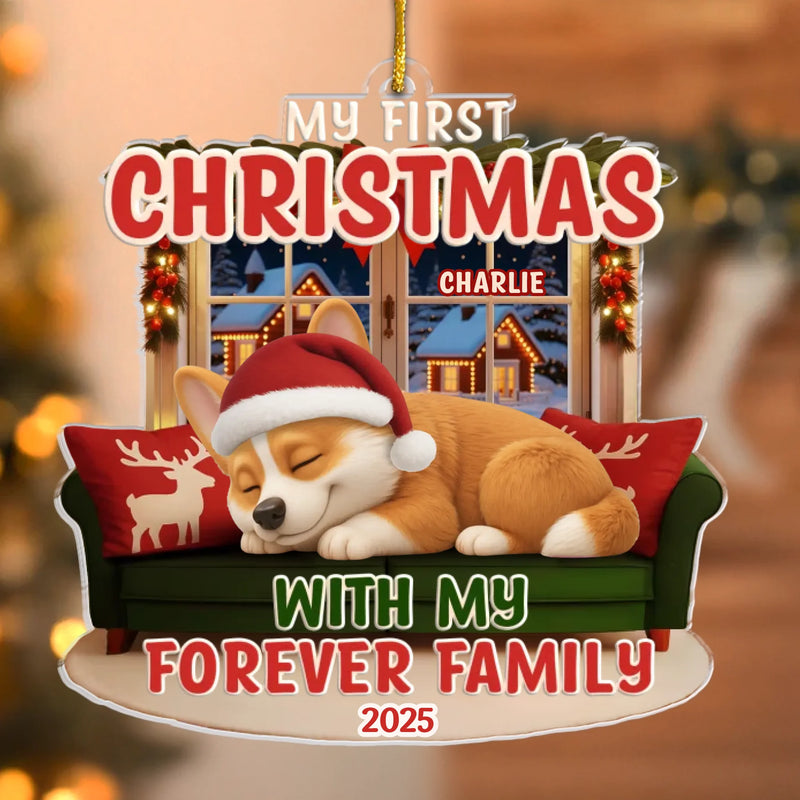 Custom First Christmas Acrylic Ornament - Personalized Christmas Birthday Gifts For Dog Cat Lovers, Dog Dad And Mom, Cat Owners - Meowy Catmas, Hooman