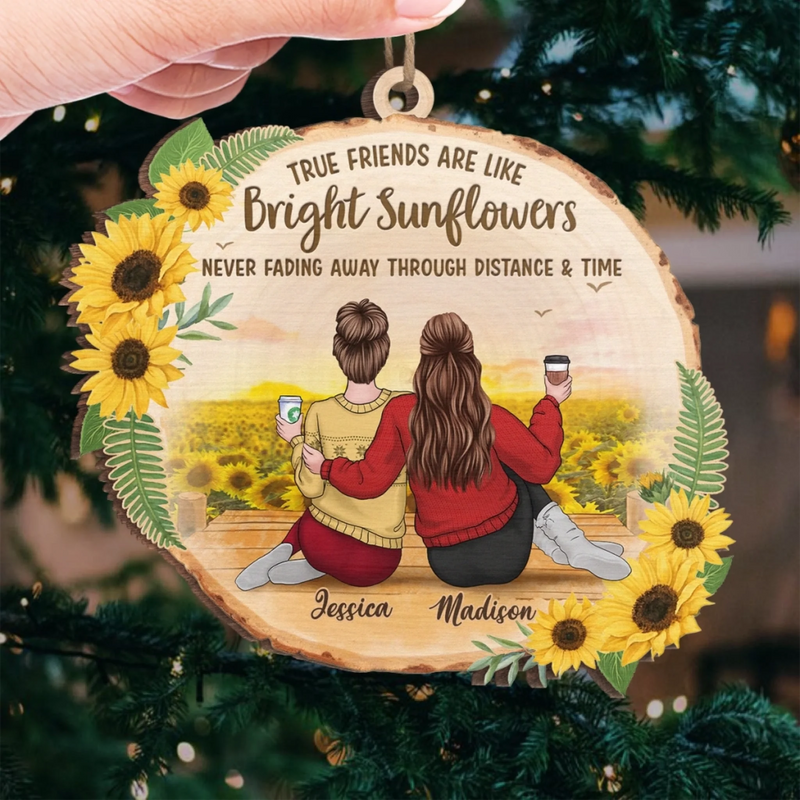 Custom Wood Ornament - Personalized Best Friend Christmas Birthday Gifts For Women, Besties, Sisters, BFF - Through Seasons Still Us
