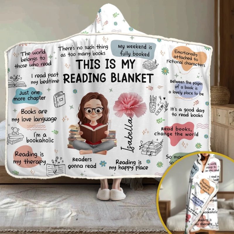 Custom Affirmation Snuggle Blanket, Hoodie Blanket - Personalized Christmas Bookish Gifts For Book Lovers, Bookworms, Readers - Bookaholic And Proud