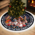 Custom Gnome Tree Skirt - Personalized Christmas Birthday Gifts For Grandma, Grandpa, Grandparents - Hearts Gather Warm This Christmas