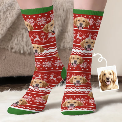 Custom Photo Middle Tube Socks - Personalized  Christmas Birthday Gifts For Dog Cat Lovers, Dog Dad And Mom, Cat Owners - Every Step, A Paw Of Joy