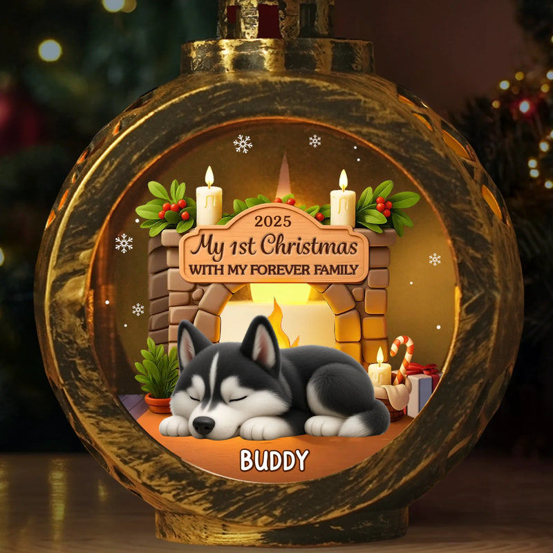 Custom First Christmas Candlelight Lantern Ornament - Personalized Christmas Birthday Gifts For Dog Lovers, Dog Dad And Mom - Love Glows And Tails Wag