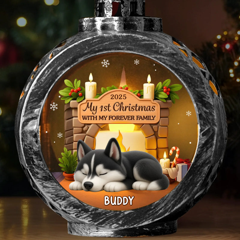 Custom First Christmas Candlelight Lantern Ornament - Personalized Christmas Birthday Gifts For Dog Lovers, Dog Dad And Mom - Love Glows And Tails Wag