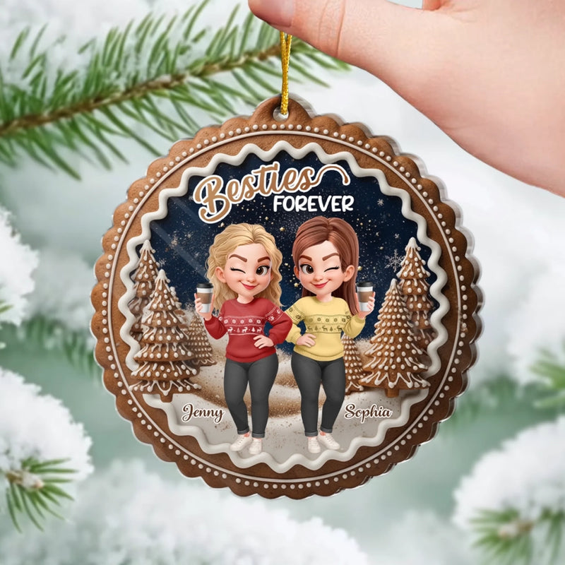 Custom Besties Forever Acrylic Ornament - Personalized Best Friend Christmas Birthday Gifts For Women, Besties, Sisters, BFF - Different Roots Same Soul