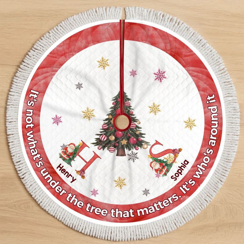Custom Tree Skirt - Personalized Christmas Birthday Gifts For Mom, Dad, Brother, Sister, Kids - Joy Wrapped Around Us