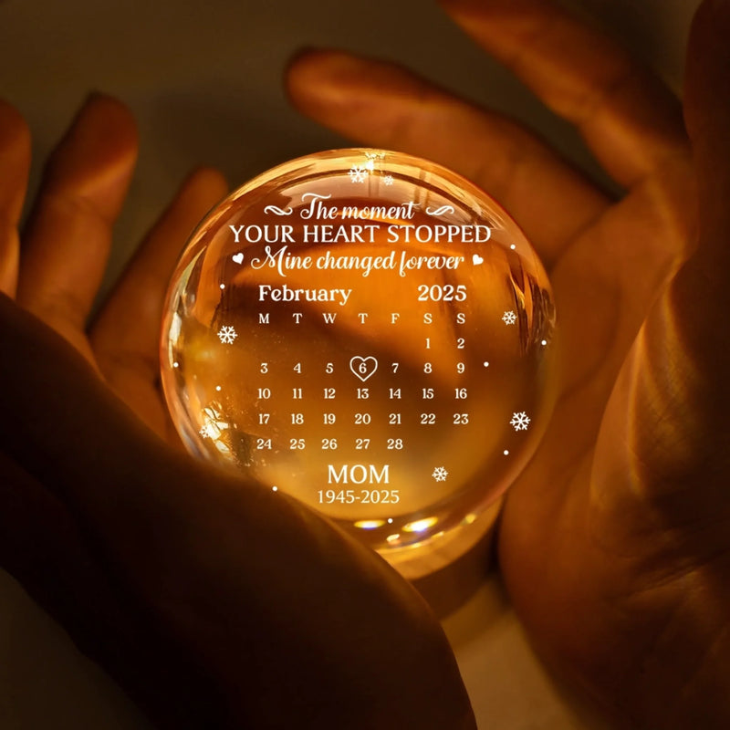 Custom Crystal Globe Lamp - Personalized Memorial Sympathy Gifts For Loss Of Mom, Dad - You Are My Light